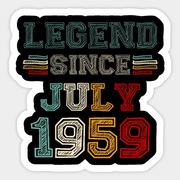 64 Years Old Legend Since July 1959 64th Birthday Sticker by Gearlds Leonia